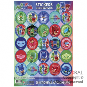 HEROES EN PIJAMA STICKERS AUTOADHESIVOS x 24 UNIDADES